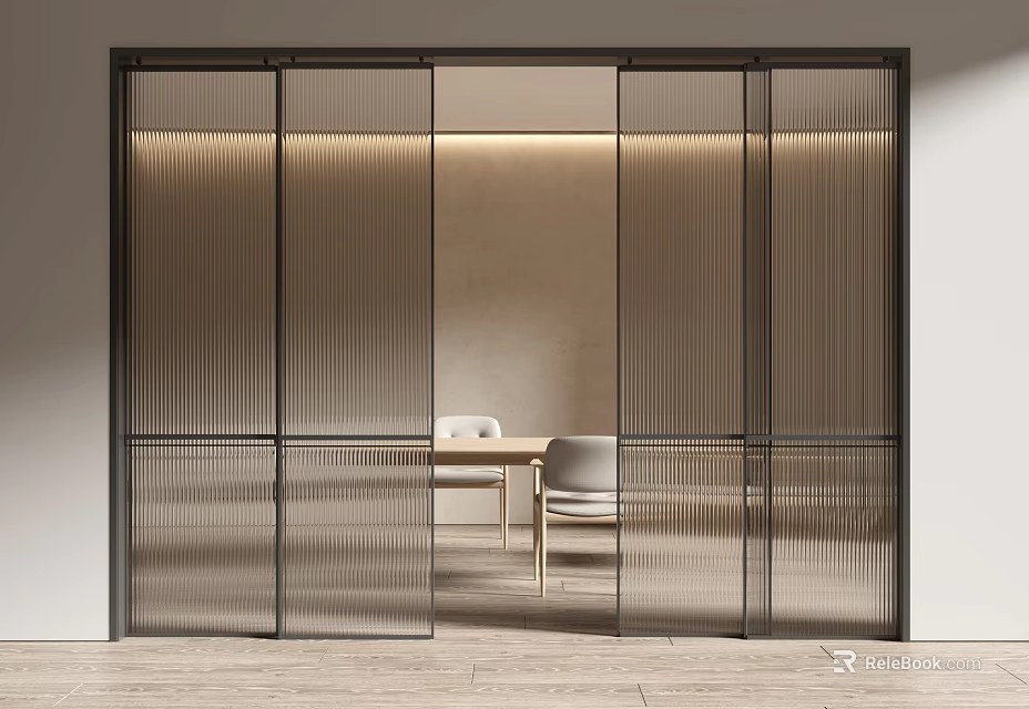 Modern Sliding Glass Doors With Metal Frames Enhancing Interior Light And Space 3d model