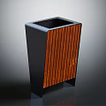 Modern Waste Bin Design With Wooden Panel And Black Frame 3d model