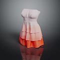 Stylish Strapless Gradient Color Dress With Layered Ruffled Skirt Design Elegant Evening Wear