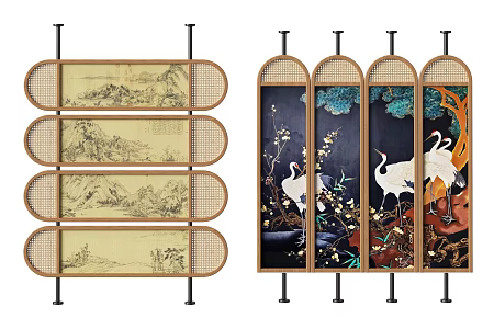 New Chinese Log Screen 3d model
