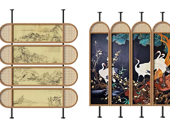 New Chinese Log Screen 3d model