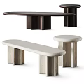 Modern Minimalist Coffee Tables With Marble Texture In Oval Rectangular And Round Designs 3d model