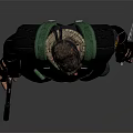 Male Game Movie Character In Green And Black Tactical Outfit With Beard And Gun