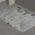 Modern Square Rug With Abstract Wave Pattern In Neutral Gray White Tones 3d model