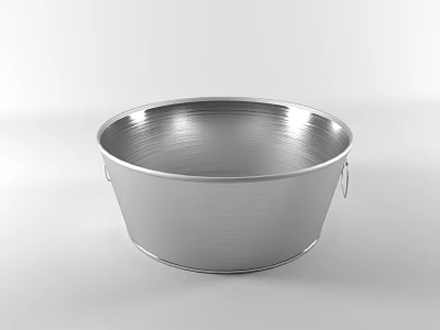 Durable Shiny Silver Metal Bucket With Handles For Household Storage Use 3d model