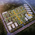 Integrated Aerial Master Plan of Urban Development With Green Spaces Buildings And Road Networks