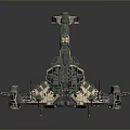 Detailed Sci Fi Spaceship Model With Mechanical Structure And Engine Parts