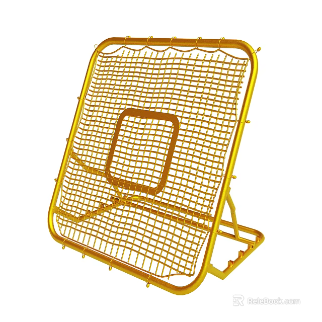 Portable Golden Outdoor Basketball Hoop With Metal Frame And Net 3d model 