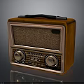 Vintage Electronic Radio With Wooden Case Brass Accents And Control Knobs