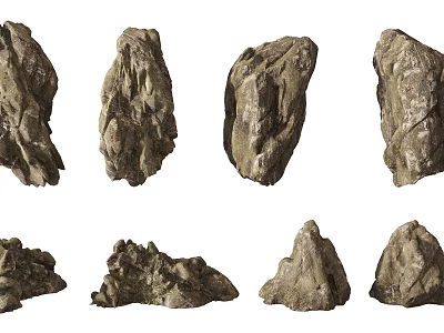 Natural Stones and Wood in Different Shapes for Interior Decor Projects 3d model