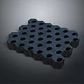 Hexagonal Modular Components Arranged In Geometric Pattern With Central Holes