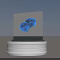 Professional Commercial Equipment With Transparent Display Panel Blue 3D Car Model And White Base