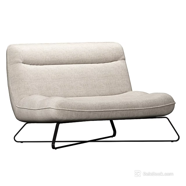 Modern Light Gray Sofa Coffee Table Set With Padded Design Metal Legs Minimalist Style 3d model 