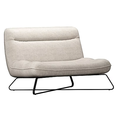 Modern Light Gray Sofa Coffee Table Set With Padded Design Metal Legs Minimalist Style 3d model