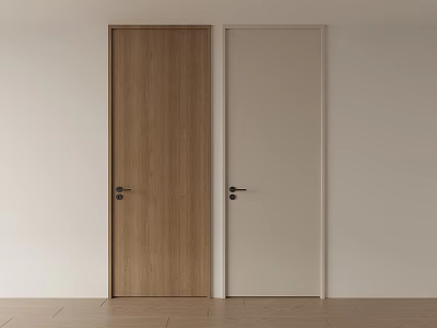Minimalist Interior Design With Wooden And Light Colored Hinged Doors For Home 3d model