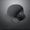 Classic Gray Helmet Design Featuring Black Emblem And Smooth Surface