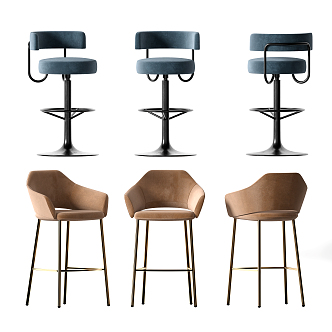 Modern Bar Chair Bar Chair Combination 3d model