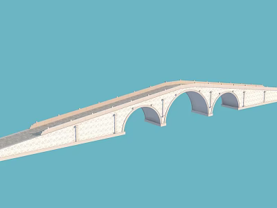 Classic Stone Arch Bridge With Three Arches and Elegant Architectural Design 3d model