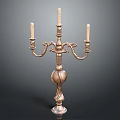 Ornate Vintage Brass Candelabra With Three Decorative Arms And Carved Base Design