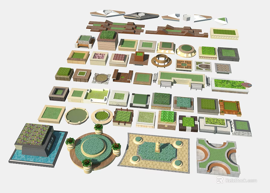 Various Tree Pit Designs With Different Shapes Materials And Landscape Applications 3d model