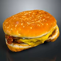 Juicy Burger with Sesame Seed Bun Cheese Patty and Crispy Bacon Golden Crust
