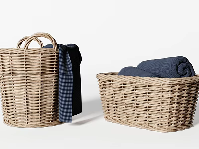 Woven Storage Baskets With Handles Neatly Organizing Clothes And Towels 3d model Woven Storage Baskets With Handles Neatly Organizing Clothes And Towels 3d model