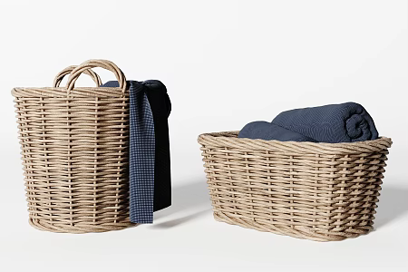 Modern Storage Basket Laundry Basket Bamboo Basket 3d model
