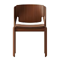 Modern Wooden Chair With Curved Backrest And Leather Seat Cushion