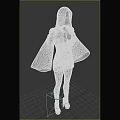 Hooded Cape Fashion Design With Bell Sleeves Tight Pants And High Heels