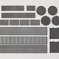 Gray Grilles And Circular Square Panels In Various Sizes For Building Projects 3d model
