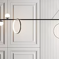 Modern Chandeliers With Curved Black Frames And Warm Accents For Interior 3d model