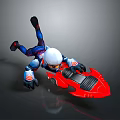 Red Jet Speeder Weapon With Seat And Character In Blue Red Suit