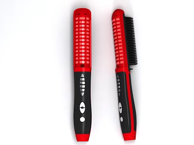 Smart Machine Curling Brush In Red And Black With Buttons And Indicator Lights 3d model