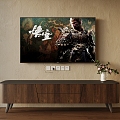 Silent Chinese Style TV Cabinet TV Black Wukong Flowers 3d model