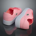 Pink Platform Casual Shoes With White Sole And Lace Up Design