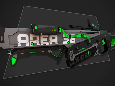 Futuristic Predator Rifle With Black And Green Finish Neon Green Lines And Lucide Design 3d model