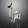 Low Poly 3D Character Model White Llama With Brown Accent Standing On Dark Reflective Background 3d model