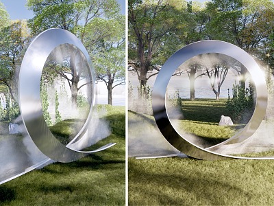 Modern City Sculpture Circular Landscape Sculpture Crescent Structure Spray Landscape Sculpture Logo Geometric Sculpture model