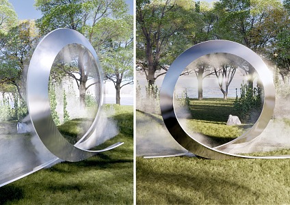 Modern City Sculpture Circular Landscape Sculpture Crescent Structure Spray Landscape Sculpture Logo Geometric Sculpture 3d model