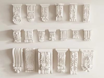 Various Styles of Classical Architectural Capitals With Intricate Carvings And White Finish 3d model