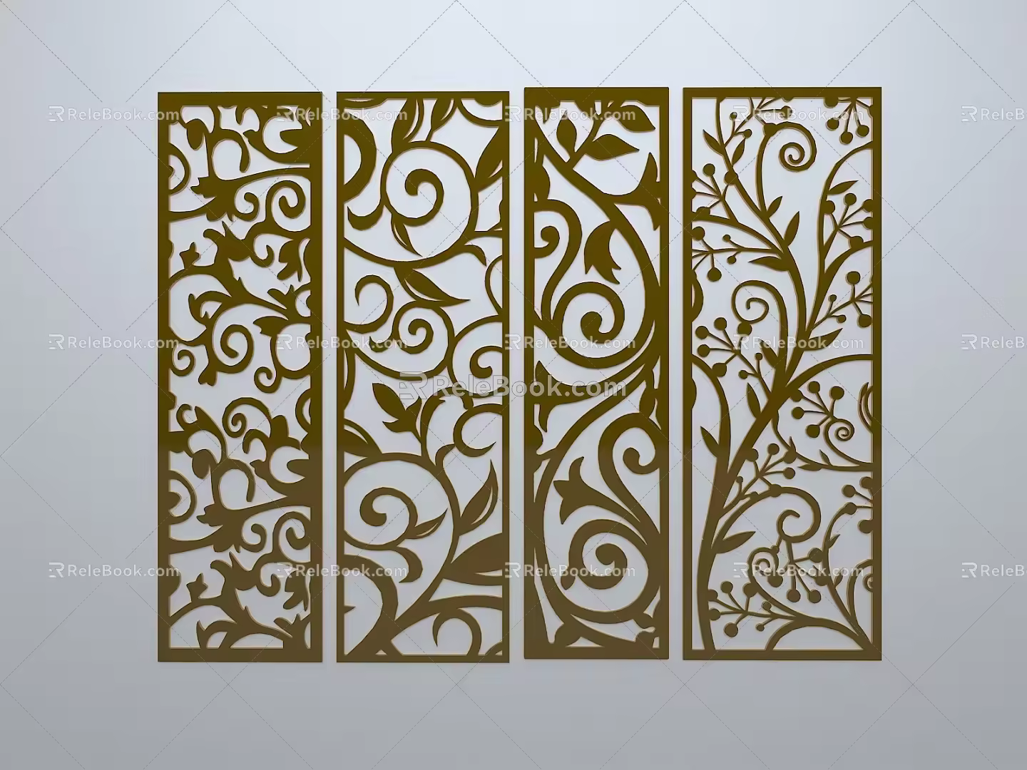Chinese-style window grilles line silhouette pane window sill border engraved window edge strip construction 3d model