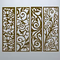 Chinese-style window grilles line silhouette pane window sill border engraved window edge strip construction 3d model
