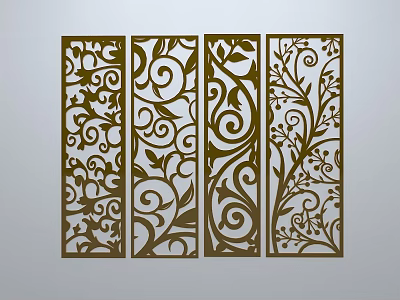 Chinese-style window grilles line silhouette pane window sill border engraved window edge strip construction 3d model