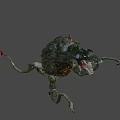 Mythical Reptilian Game Movie Character With Sharp Teeth Multiple Legs And Spiked Back