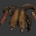 Two Headed Monkey Like Mythical Creature With Red Tentacles Furry Body And Sharp Claws