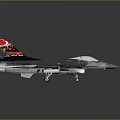 Gray Fighter Jet Model With Red Tail Pattern And Cockpit Design 3d model