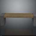 Sturdy Modern Wooden Bench Featuring Concrete Block Supports And Solid Seat