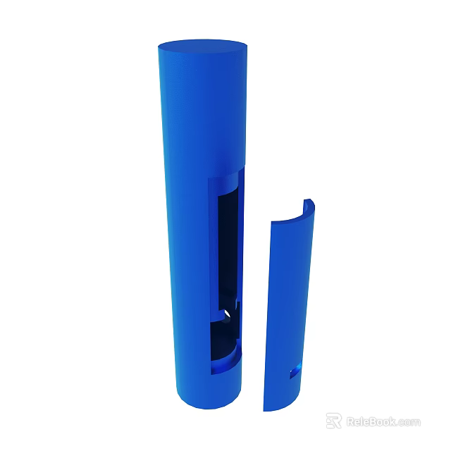 Blue Cylindrical Object With Side Opening And Small Matching Component 3d model 