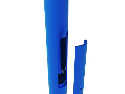 Blue Cylindrical Object With Side Opening And Small Matching Component 3d model