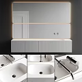 Sleek Modern Bathroom Washbasin Design With Countertop Faucet And Cabinet Lighting